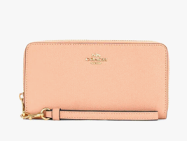 New Coach C3441 Long Zip Around Crossgrain Leather Wallet Faded Blush - £91.33 GBP