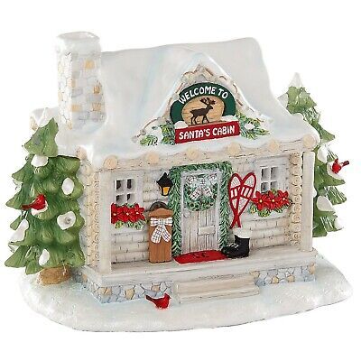 Lenox Santa's Lighted Log Cabin Centerpiece Chimney Smoke LED Christmas NEW  - $182.00
