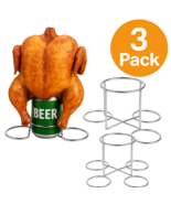 3 Pack Beer Can Chicken Roaster Racks – Chrome BBQ Grill &amp; Oven Vertical... - $33.63 CAD