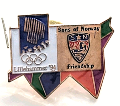 Lillehammer 1994 Olympics Pin Sons of Norway Friendship Winter Games Col... - $12.99