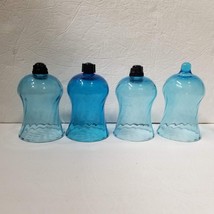 4 Blue Glass Peg Candleholders Sconce Swirl Set Grommets - $20.79