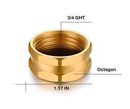 3/4&quot; Female Garden Hose GHT Thread Brass End Cap with Washer, Octagonal ... - £4.49 GBP