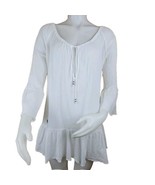 Polo Ralph Lauren Swim Cover Up Tunic Womens M Sheer White Cotton Gauze ... - $28.78