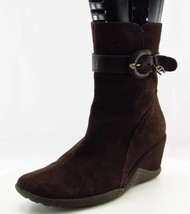 Etienne Aigner Boot Sz 6 M Mid-Calf Boots Square Toe Brown Leather Women - £19.92 GBP