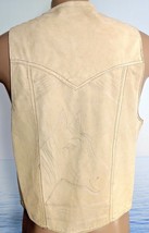 Vintage Suede Natural WESTERN VEST L Horse Rodeo Mexico Mens Snaps Lined - $25.99