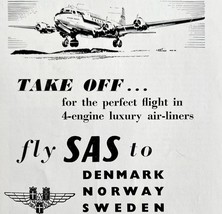 Scandinavian Airlines System SAS 1952 Advertisement UK Import Aviation D... - $379.94 MXN