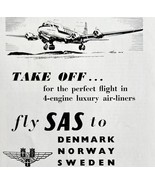 Scandinavian Airlines System SAS 1952 Advertisement UK Import Aviation D... - $27.41 CAD