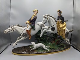 Large Antique England Chelsea Hunting Scene Porcelain Figurine Rare Marked - £1,808.25 GBP