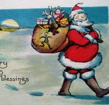 Santa Claus Outside In Snow Christmas Postcard Metropolitan News Unused 1105  - £13.07 GBP