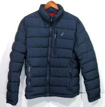 NEW Men&#39;s Nautica Stretch Quilted Puffer Jacket Water Wind Resistant Large Blue - £40.81 GBP