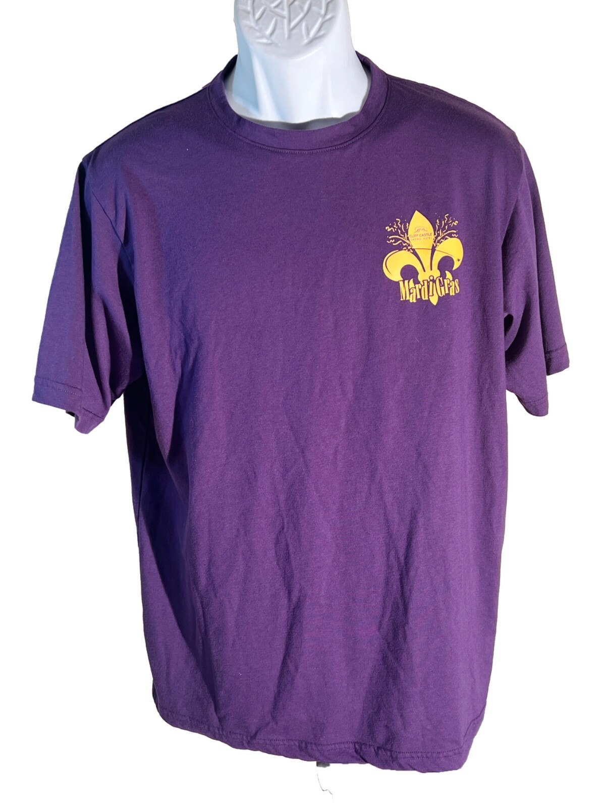 CLIFF CASTLE CASINO HOTEL MARDIGRAS Short Sleeve T-Shirt Purple Large NWOT - $12.86