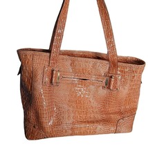 Jessica Simpson Orange Tote Bag Faux Leather Y2K Pockets Divided Broken Zipper L - £28.86 GBP