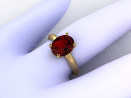 Red Garnet Oval Gemstone Ring Gift For Women Sterling Silver Ring Jewelry - £49.16 GBP