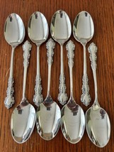 Oneida Shelley Cube Set of 8 Place Oval Soup Spoons USA Stainless Flatware - £38.23 GBP