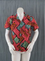 Vintage Hawaiian Aloha Shirt - Barkcloth Abstract Pattern - Men&#39;s Small - £74.20 GBP