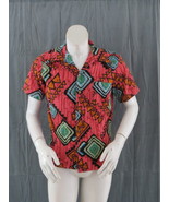 Vintage Hawaiian Aloha Shirt - Barkcloth Abstract Pattern - Men&#39;s Small - £76.35 GBP