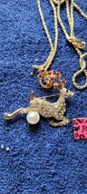 New Betsey Johnson Necklace Deer Red White Rhinestone Christmas Collectible Nice - £11.98 GBP
