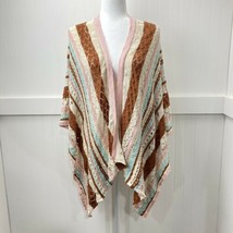 Umgee Open Knit Sweater Poncho Sz Med/Large Multicolor Boho Cardigan Drape - $18.39