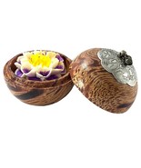 Handcrafted Soap Flower in Beautiful Wooden Spere Holder With Bells - $11.97