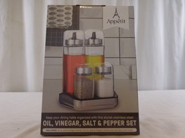 Appetit Oil, Vinegar, Salt &amp; Pepper Set Stainless Steel NIB - £17.41 GBP