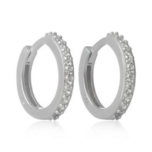 14K White Gold Plated 0.80 Ct Round Simulated Diamond Hoop/Huggie Gift Earrings - £70.64 GBP