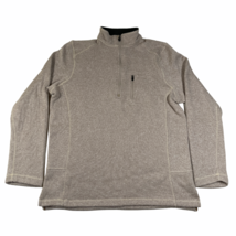 Woolrich 1/4 Zip Sweatshirt Mens M Brown Oatmeal Exposed Hemlines Logo - £22.06 GBP