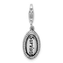 Sterling Silver Antiqued Survivor Lobster Clasp Charm Pendant Jewelry 26mm x 9mm - £13.50 GBP