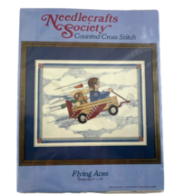 Needlecrafts Society Cross Stitch Flying Aces Red Wagon Boy and Teddy Bear - £14.87 GBP