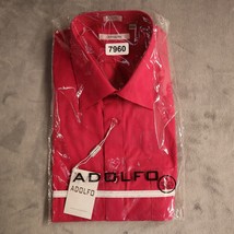 Adolfo Shirt Mens XL 17-17.5 - 34/35 Red Button Up Long Sleeve Casual Dress - £18.16 GBP