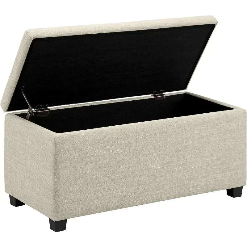 Upholstered Storage Rectangular Ottoman and Entryway Bench, Beige, 35.5&quot;W - £163.79 GBP