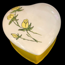 Vintage Heart shaped Ceramic Jewelry Vanity Trinket Box Hand Painted Valentine - £12.60 GBP