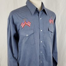 High Noon Western Shirt XL Embroidered USA Flags Snap Cowboy Rockabilly ... - £23.50 GBP