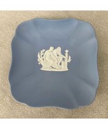 Wedgwood Jasperware Unglazed Blue Square Shaped Pin Dish with Classic Fi... - $28.06 CAD