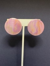 Vintage Iridescent Pink Chunky Clip On Earrings (1792) - £6.02 GBP