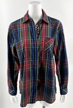 Orvis Top 12 Red Blue Black Plaid Button Up Collared Shirt Jeweled Peep ... - $33.66