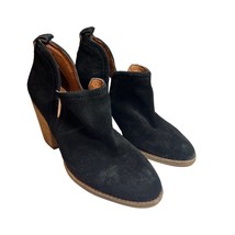 Jeffrey Campbell Size 8.5 Black Suede Slip On Cut Out Ankle Block Heel Booties - £60.98 GBP