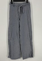 A New Day Womens Blue White Striped Tie Waist Wide Leg Cotton Pants Size... - $20.90
