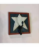 Wooden Star Wall Hook Black Wrought Iron Wall Hanger 5 1/2&quot; x 5 1/2&quot; Wes... - $300.17 MXN