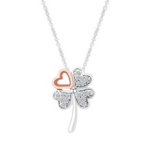 1/10 Carat Moissanite Leaf Lucky Clover Pendant Necklace for Women in 18k White  - £44.00 GBP
