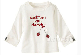 NWT GYMBOREE Cute White Smitten With Daddy Long Sleeve Winter Tee T-Shirt - £12.36 GBP