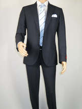 Men Suit BERLUSCONI Turkey Italian Wool 180's Single Breasted 623-03 Navy Plaid image 5