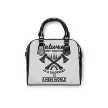 Personalized Black Shoulder Bag PU Leather Adjustable Strap Travel Handbag - £39.70 GBP