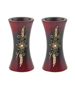 Red Balinese Flower Garden Black &amp; Natural Mango Tree Wood Set of 2 Flow... - £17.71 GBP