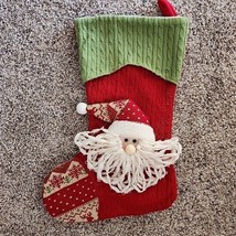 Set of 2 Christmas Santa and Snowman Stockings 22&quot; Tall Sweater Knit - £33.83 GBP