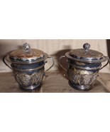 Two Antique Sheffield Plate English Caudle Cup Cups Lidded Copper Silver... - $107.25