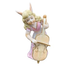 Vintage Lenwile Ardalt Porcelain Bisque Cello Playing Angel Figurine - $19.79
