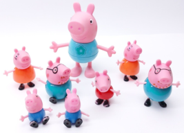 Lot of 8 Peppa Pig &amp; Family Figures - Poseable legs and arms 2003 - £11.29 GBP