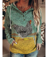 Chicken Cock Spirit Hoodies Women Oversized Streetwear  Pullover Tracksuit - £20.03 GBP+