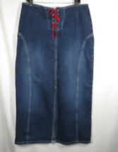 Tommy Hilfiger Vintage Women&#39;s Lace Up Denim Jean Maxi Skirt Size 14 - $74.99