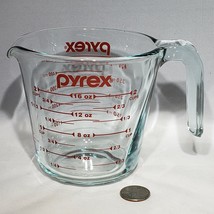 PYREX Measuring Cup Red Lettering 16 oz 500 ml Standard/Metric Open L Handle EUC - £11.94 GBP